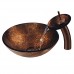 VIGO Russet Glass Vessel Bathroom Sink and Waterfall Faucet with Pop Up  Oil Rubbed Bronze - B007UTGP1M